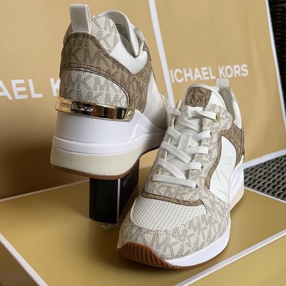 Michael Kors Crista Trainer Tech Canvas/MK Print 49F1CRFS1D OP WHITE/ECRU WMNS - Picture 9 of 16
